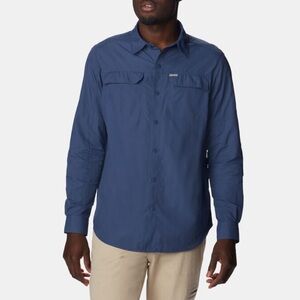 Columbia Vented Shirt Men's Large Blue Nylon Pocket Fishing Long Sleeve Outdoor